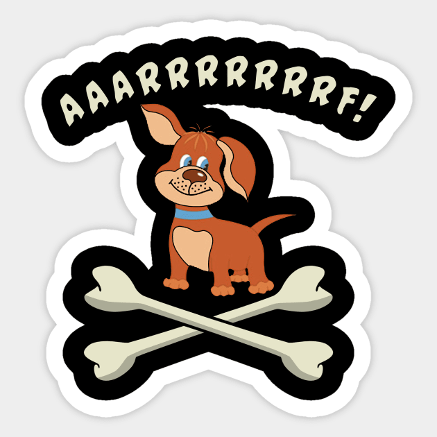 Cute Pirate Dog with Crossbones Sticker by Scarebaby